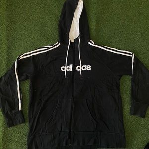 Adidas Full Zip Up Black Hoodie. Size XL